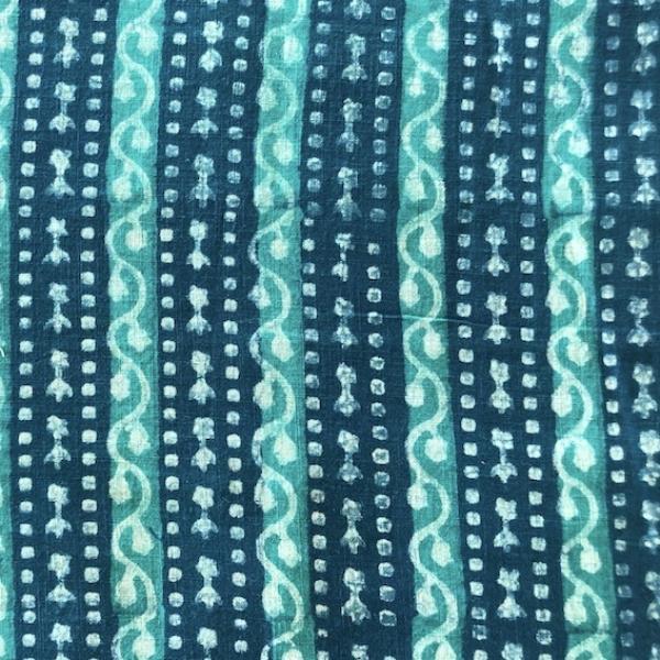 Indigo Hand Block Print aus Indien - TURQUOISE STRIPES SLUB COTTON
